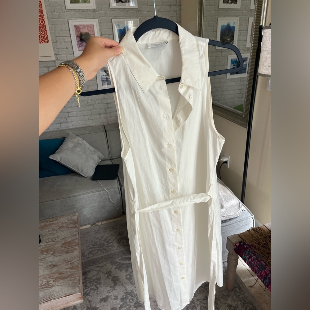 EQUIPMENT Sleeveless White Button-Up Dress